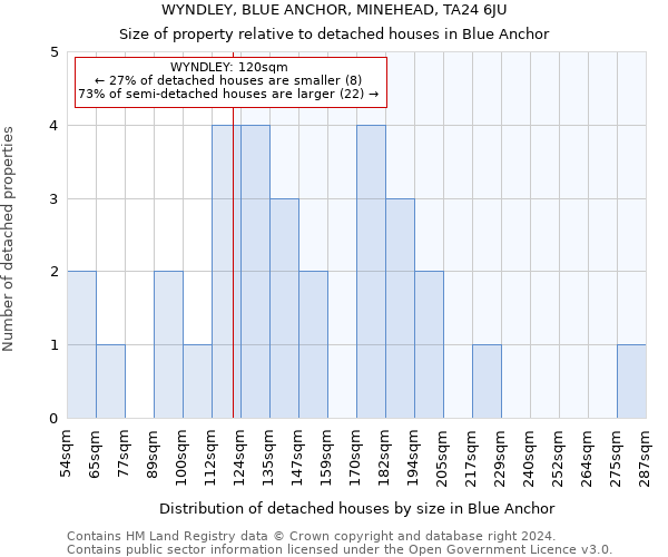 WYNDLEY, BLUE ANCHOR, MINEHEAD, TA24 6JU: Size of property relative to detached houses in Blue Anchor