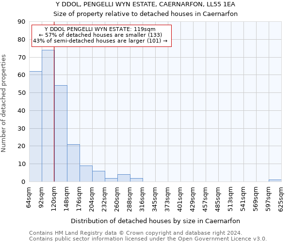 Y DDOL, PENGELLI WYN ESTATE, CAERNARFON, LL55 1EA: Size of property relative to detached houses in Caernarfon