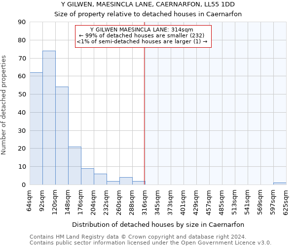 Y GILWEN, MAESINCLA LANE, CAERNARFON, LL55 1DD: Size of property relative to detached houses in Caernarfon