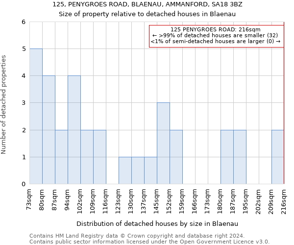 125, PENYGROES ROAD, BLAENAU, AMMANFORD, SA18 3BZ: Size of property relative to detached houses in Blaenau