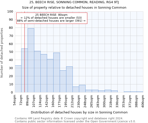 25, BEECH RISE, SONNING COMMON, READING, RG4 9TJ: Size of property relative to detached houses in Sonning Common