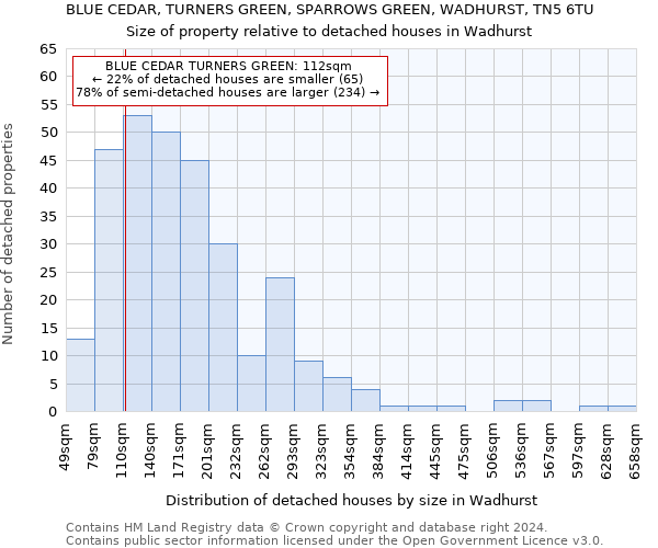 BLUE CEDAR, TURNERS GREEN, SPARROWS GREEN, WADHURST, TN5 6TU: Size of property relative to detached houses in Wadhurst