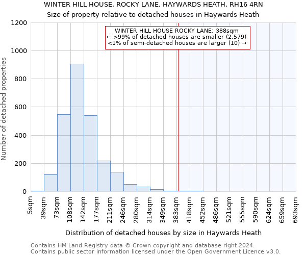 WINTER HILL HOUSE, ROCKY LANE, HAYWARDS HEATH, RH16 4RN: Size of property relative to detached houses in Haywards Heath