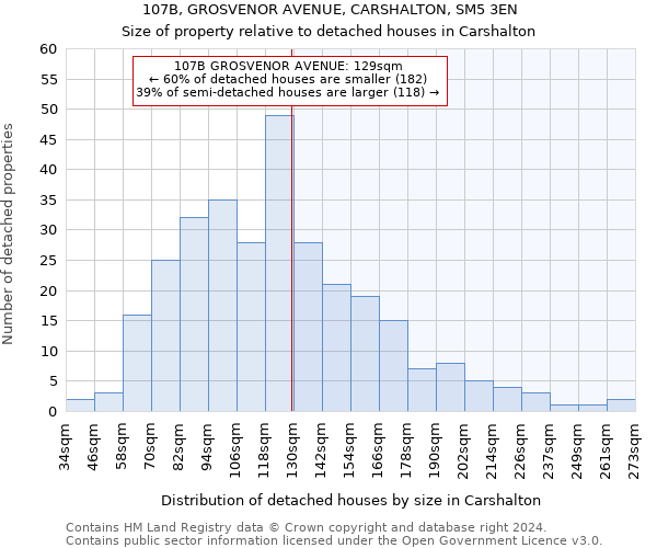 107B, GROSVENOR AVENUE, CARSHALTON, SM5 3EN: Size of property relative to detached houses in Carshalton