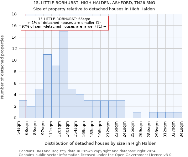 15, LITTLE ROBHURST, HIGH HALDEN, ASHFORD, TN26 3NG: Size of property relative to detached houses in High Halden