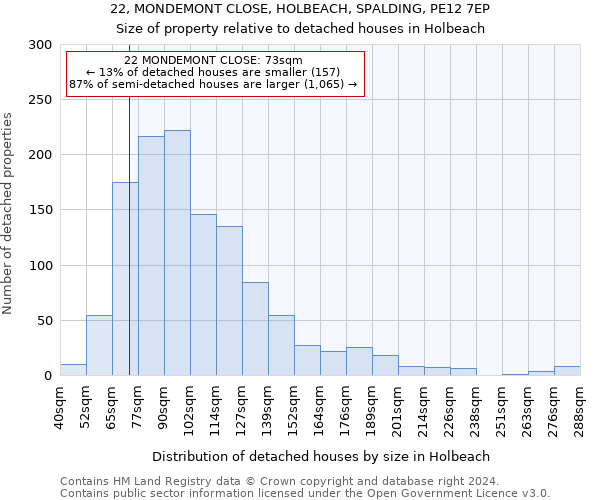 22, MONDEMONT CLOSE, HOLBEACH, SPALDING, PE12 7EP: Size of property relative to detached houses in Holbeach