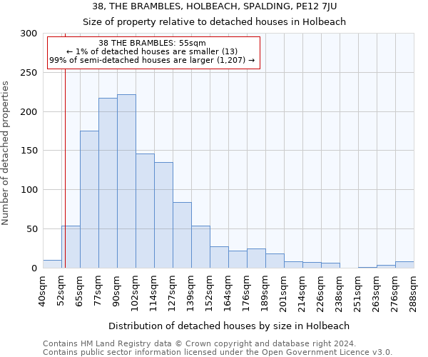 38, THE BRAMBLES, HOLBEACH, SPALDING, PE12 7JU: Size of property relative to detached houses in Holbeach