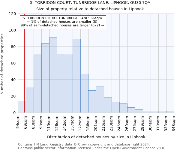 5, TORRIDON COURT, TUNBRIDGE LANE, LIPHOOK, GU30 7QA: Size of property relative to detached houses in Liphook