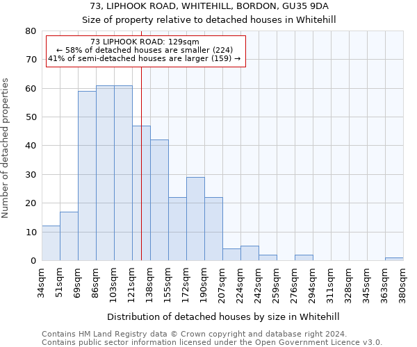 73, LIPHOOK ROAD, WHITEHILL, BORDON, GU35 9DA: Size of property relative to detached houses in Whitehill