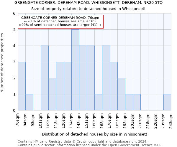 GREENGATE CORNER, DEREHAM ROAD, WHISSONSETT, DEREHAM, NR20 5TQ: Size of property relative to detached houses in Whissonsett