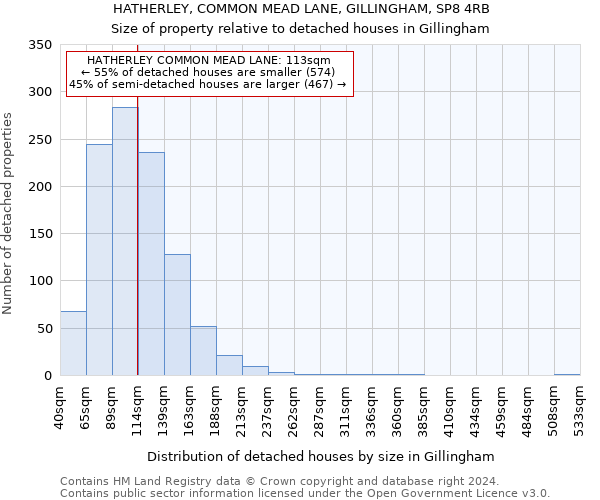 HATHERLEY, COMMON MEAD LANE, GILLINGHAM, SP8 4RB: Size of property relative to detached houses in Gillingham