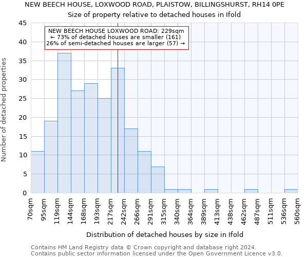 NEW BEECH HOUSE, LOXWOOD ROAD, PLAISTOW, BILLINGSHURST, RH14 0PE: Size of property relative to detached houses in Ifold