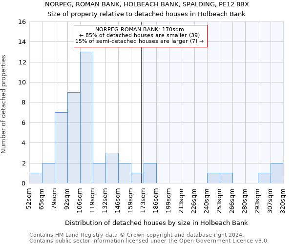 NORPEG, ROMAN BANK, HOLBEACH BANK, SPALDING, PE12 8BX: Size of property relative to detached houses in Holbeach Bank