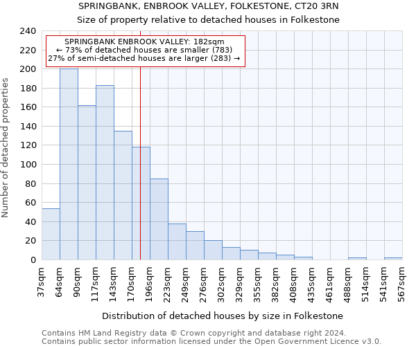 SPRINGBANK, ENBROOK VALLEY, FOLKESTONE, CT20 3RN: Size of property relative to detached houses in Folkestone