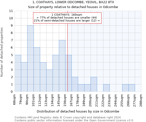 1, COATHAYS, LOWER ODCOMBE, YEOVIL, BA22 8TX: Size of property relative to detached houses in Odcombe