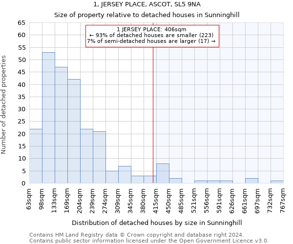 1, JERSEY PLACE, ASCOT, SL5 9NA: Size of property relative to detached houses in Sunninghill