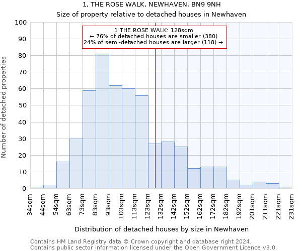 1, THE ROSE WALK, NEWHAVEN, BN9 9NH: Size of property relative to detached houses in Newhaven