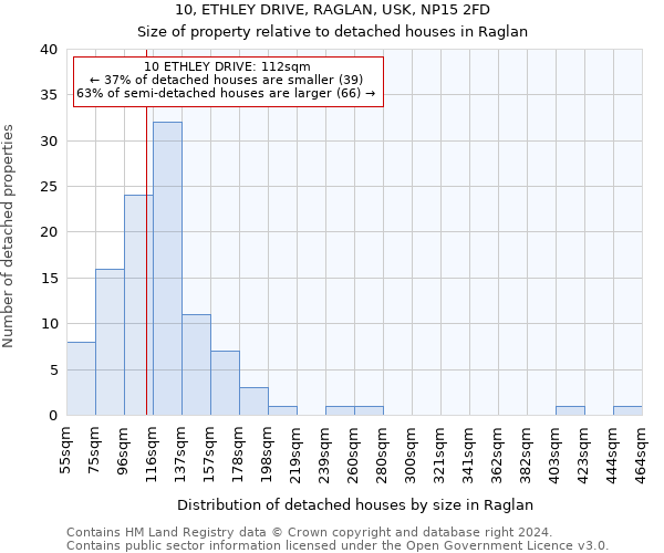 10, ETHLEY DRIVE, RAGLAN, USK, NP15 2FD: Size of property relative to detached houses in Raglan