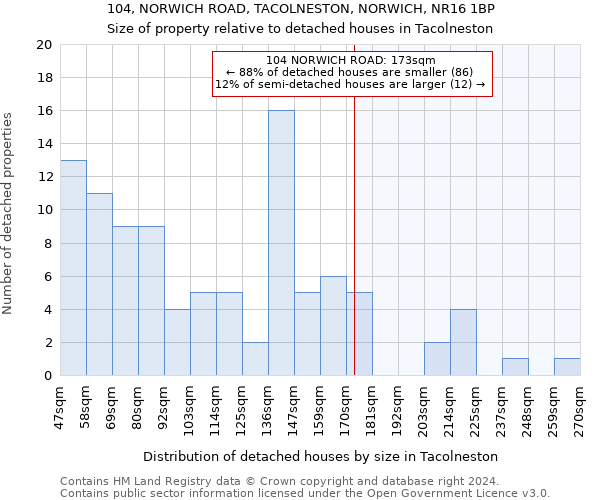 104, NORWICH ROAD, TACOLNESTON, NORWICH, NR16 1BP: Size of property relative to detached houses in Tacolneston