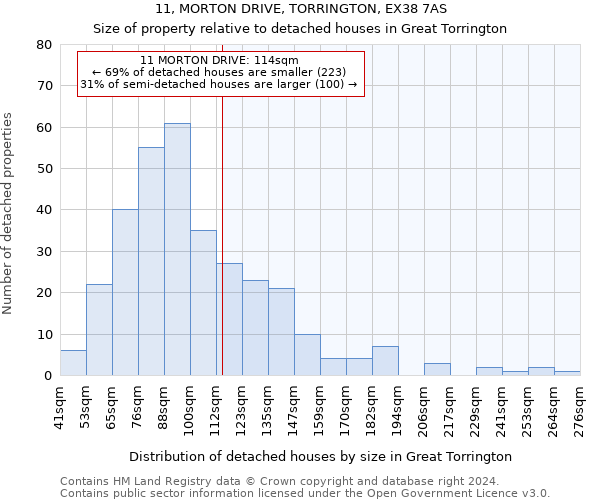 11, MORTON DRIVE, TORRINGTON, EX38 7AS: Size of property relative to detached houses in Great Torrington