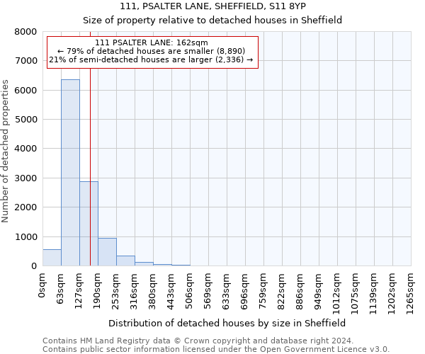 111, PSALTER LANE, SHEFFIELD, S11 8YP: Size of property relative to detached houses in Sheffield