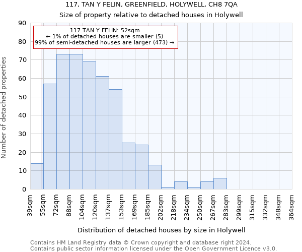 117, TAN Y FELIN, GREENFIELD, HOLYWELL, CH8 7QA: Size of property relative to detached houses in Holywell