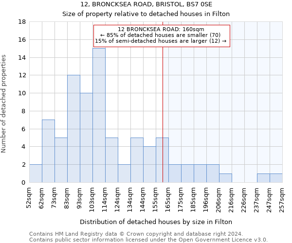 12, BRONCKSEA ROAD, BRISTOL, BS7 0SE: Size of property relative to detached houses in Filton