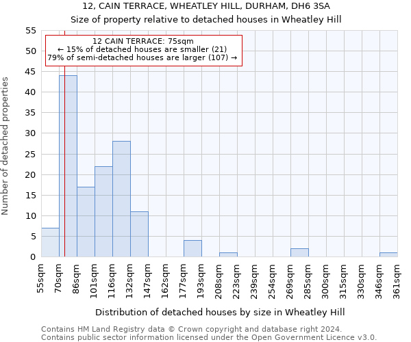 12, CAIN TERRACE, WHEATLEY HILL, DURHAM, DH6 3SA: Size of property relative to detached houses in Wheatley Hill