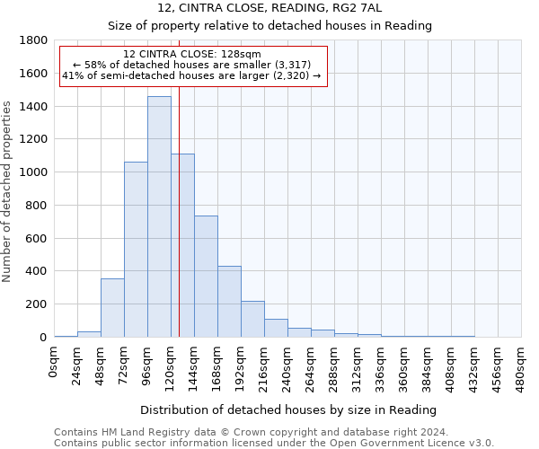 12, CINTRA CLOSE, READING, RG2 7AL: Size of property relative to detached houses in Reading