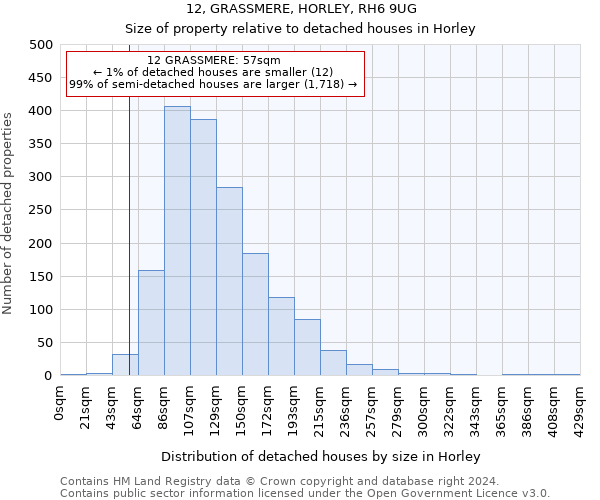 12, GRASSMERE, HORLEY, RH6 9UG: Size of property relative to detached houses in Horley