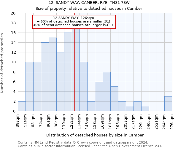 12, SANDY WAY, CAMBER, RYE, TN31 7SW: Size of property relative to detached houses in Camber