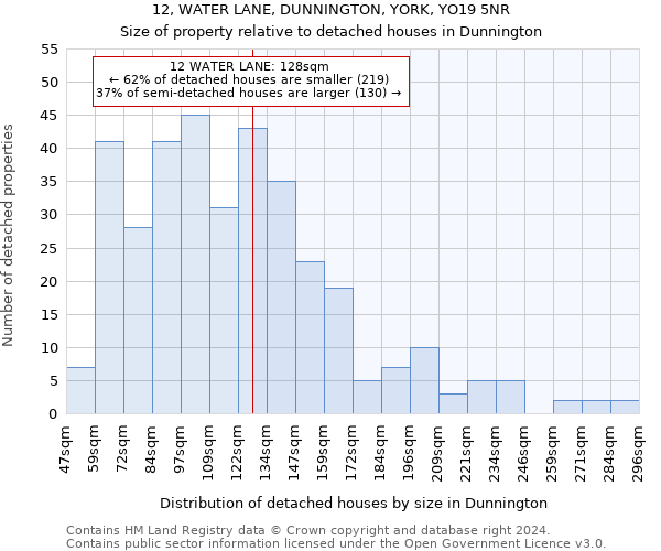 12, WATER LANE, DUNNINGTON, YORK, YO19 5NR: Size of property relative to detached houses in Dunnington