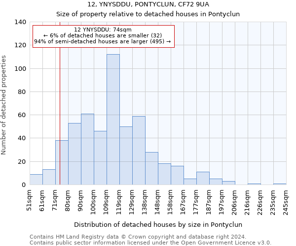 12, YNYSDDU, PONTYCLUN, CF72 9UA: Size of property relative to detached houses in Pontyclun