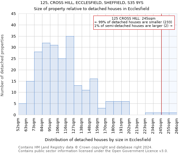 125, CROSS HILL, ECCLESFIELD, SHEFFIELD, S35 9YS: Size of property relative to detached houses in Ecclesfield