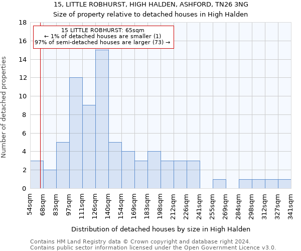 15, LITTLE ROBHURST, HIGH HALDEN, ASHFORD, TN26 3NG: Size of property relative to detached houses in High Halden