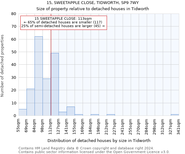 15, SWEETAPPLE CLOSE, TIDWORTH, SP9 7WY: Size of property relative to detached houses in Tidworth