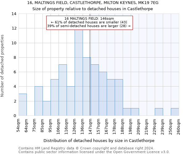 16, MALTINGS FIELD, CASTLETHORPE, MILTON KEYNES, MK19 7EG: Size of property relative to detached houses in Castlethorpe