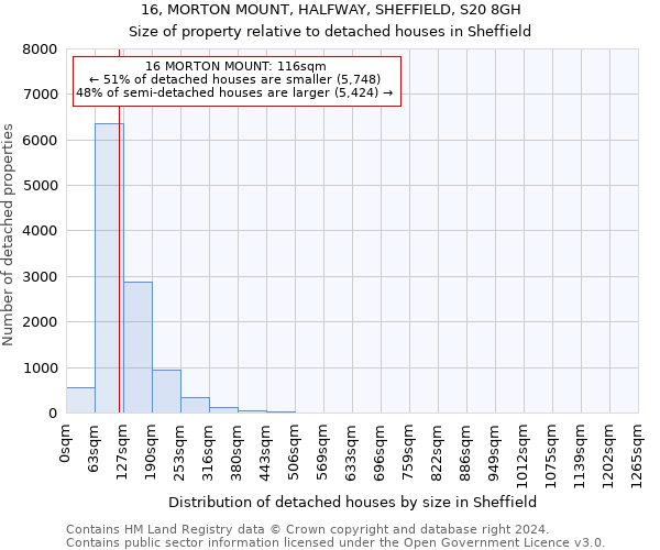 16, MORTON MOUNT, HALFWAY, SHEFFIELD, S20 8GH: Size of property relative to detached houses in Sheffield