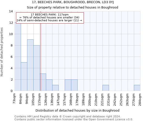 17, BEECHES PARK, BOUGHROOD, BRECON, LD3 0YJ: Size of property relative to detached houses in Boughrood