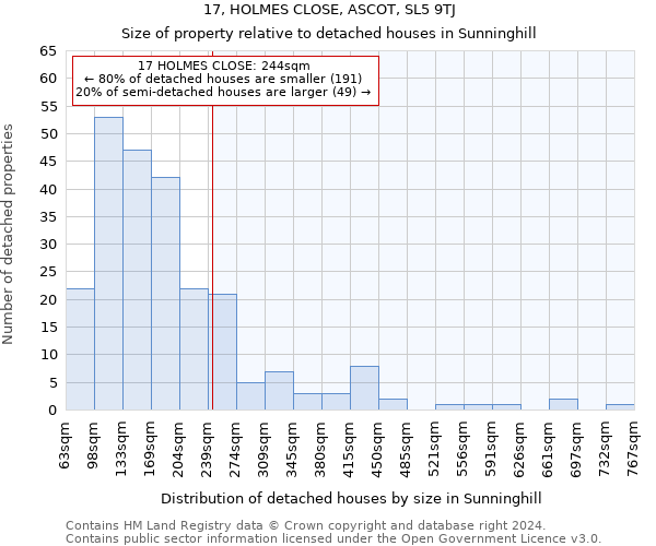 17, HOLMES CLOSE, ASCOT, SL5 9TJ: Size of property relative to detached houses in Sunninghill