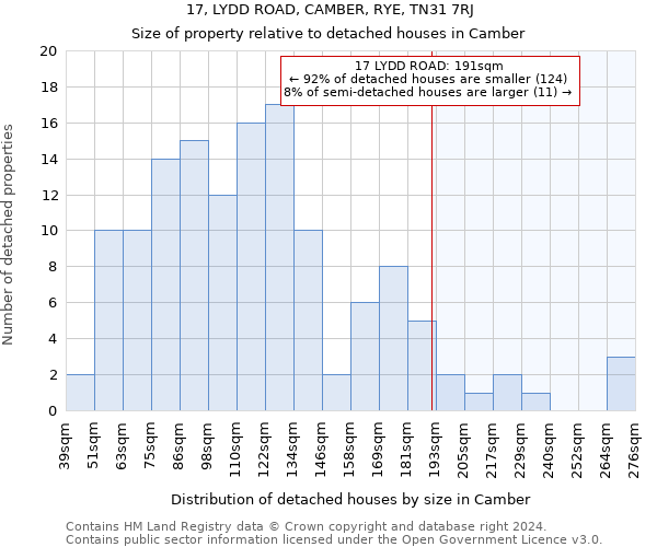 17, LYDD ROAD, CAMBER, RYE, TN31 7RJ: Size of property relative to detached houses in Camber