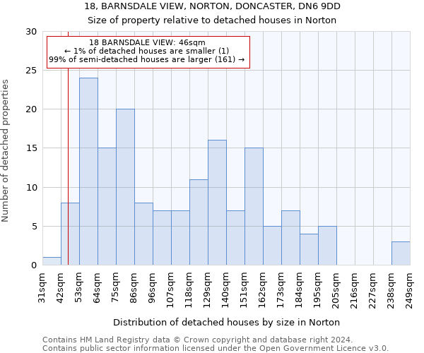 18, BARNSDALE VIEW, NORTON, DONCASTER, DN6 9DD: Size of property relative to detached houses in Norton