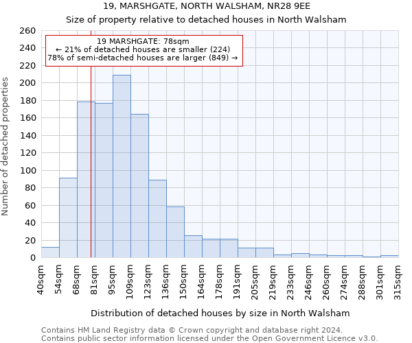 19, MARSHGATE, NORTH WALSHAM, NR28 9EE: Size of property relative to detached houses in North Walsham