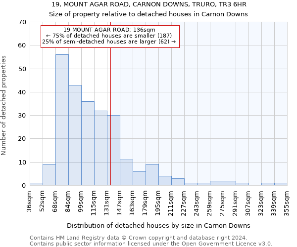 19, MOUNT AGAR ROAD, CARNON DOWNS, TRURO, TR3 6HR: Size of property relative to detached houses in Carnon Downs