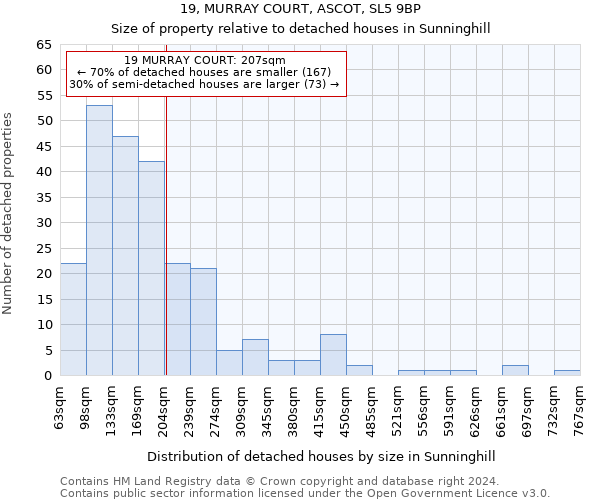 19, MURRAY COURT, ASCOT, SL5 9BP: Size of property relative to detached houses in Sunninghill