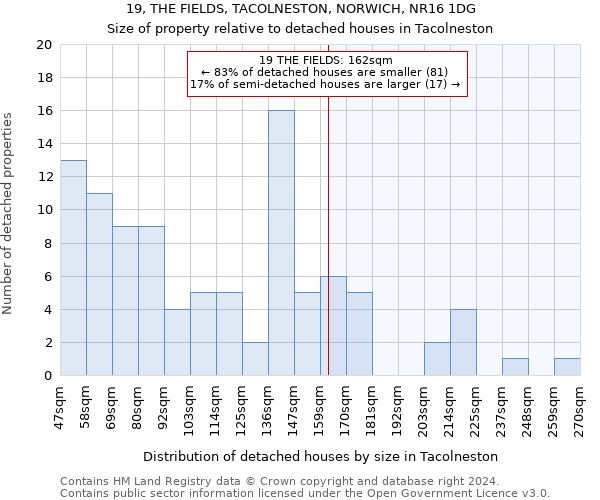 19, THE FIELDS, TACOLNESTON, NORWICH, NR16 1DG: Size of property relative to detached houses in Tacolneston