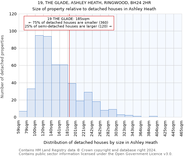 19, THE GLADE, ASHLEY HEATH, RINGWOOD, BH24 2HR: Size of property relative to detached houses in Ashley Heath