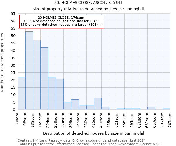 20, HOLMES CLOSE, ASCOT, SL5 9TJ: Size of property relative to detached houses in Sunninghill