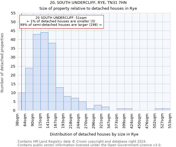 20, SOUTH UNDERCLIFF, RYE, TN31 7HN: Size of property relative to detached houses in Rye