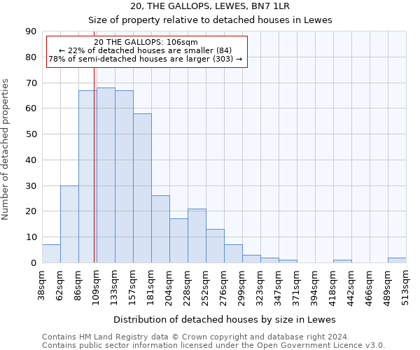 20, THE GALLOPS, LEWES, BN7 1LR: Size of property relative to detached houses in Lewes